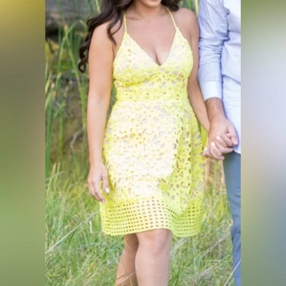 Lovers + Friends | Dresses | Lovers Friends Lace Crochet Bellini Dress In  Yellow Size Xs | Poshmark